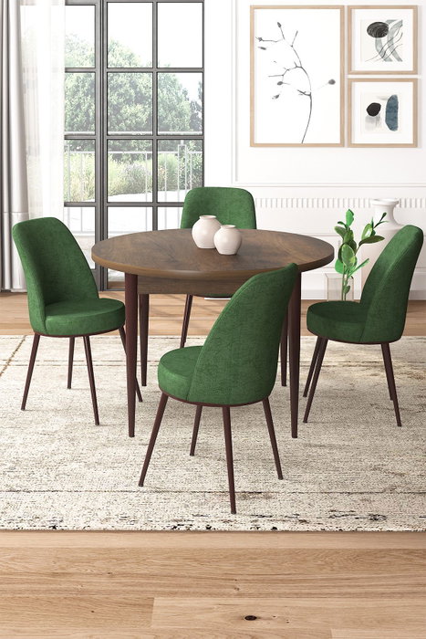 Hanah Home Juego de Mesa y Sillas de Comedor Baroque, Khaki - 5 Piezas